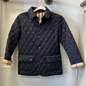 Burberry Kids Dark Blue Quilted Jacket Size 10 yr